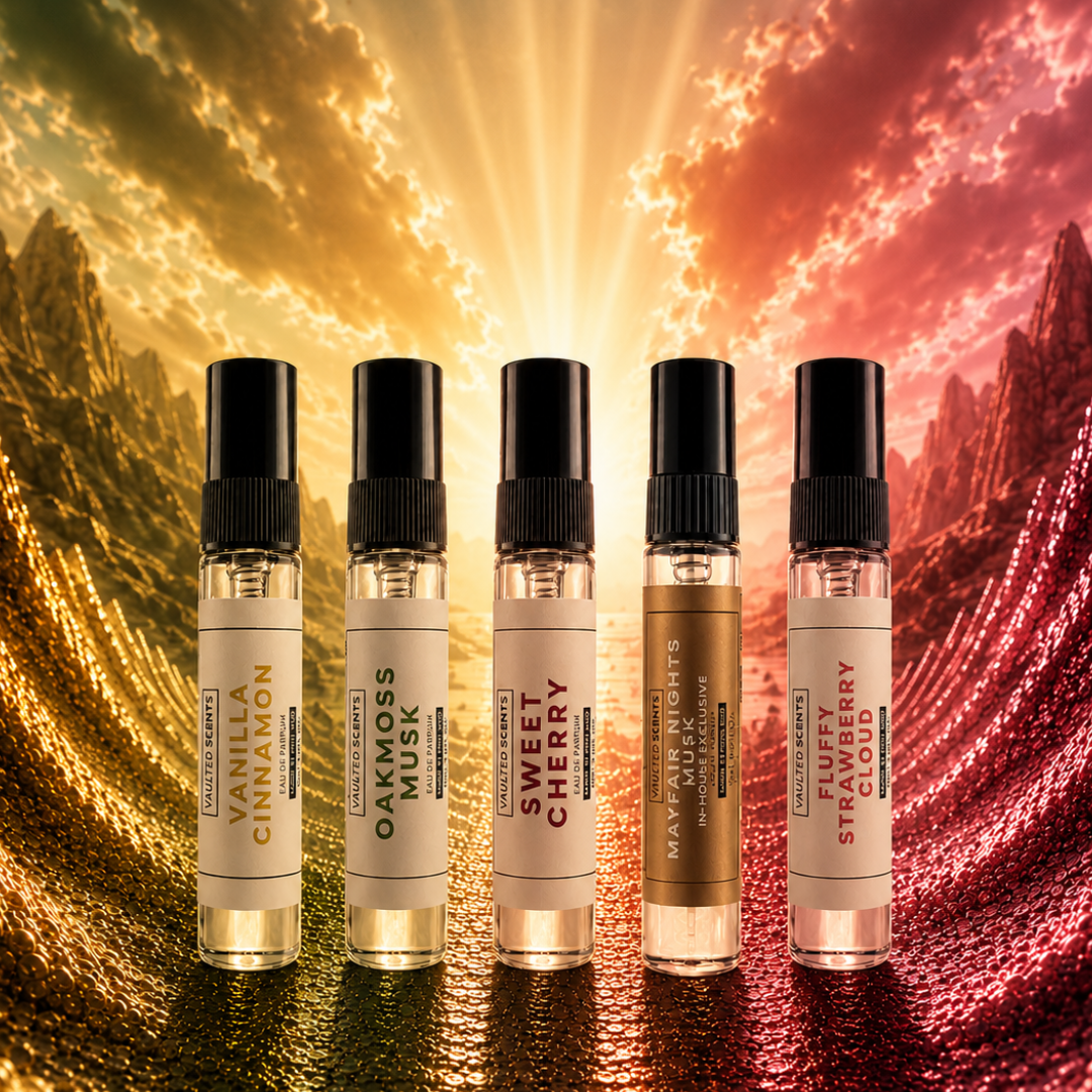 Discover seven bestselling 5ml perfume samples from Vaulted Scents. Try designer-inspired Eau de Parfum fragrances made in England before buying full-size.