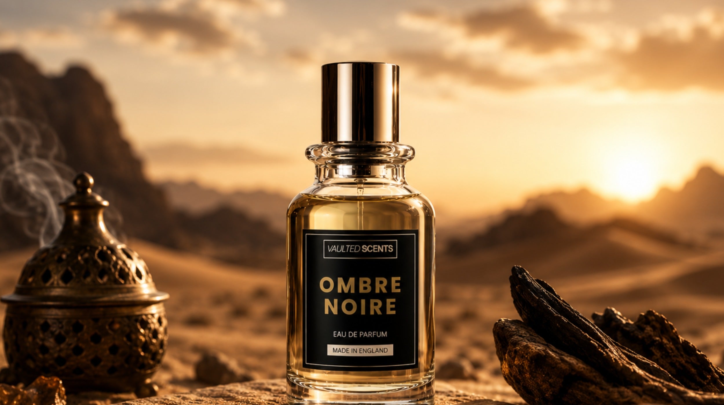 Ombre Noire is a smoky oud and rose Eau de Parfum inspired by Ombre Nomade, blending saffron, incense, raspberry, rose, oud, amberwood and benzoin for a rich, luxurious long-lasting scent.