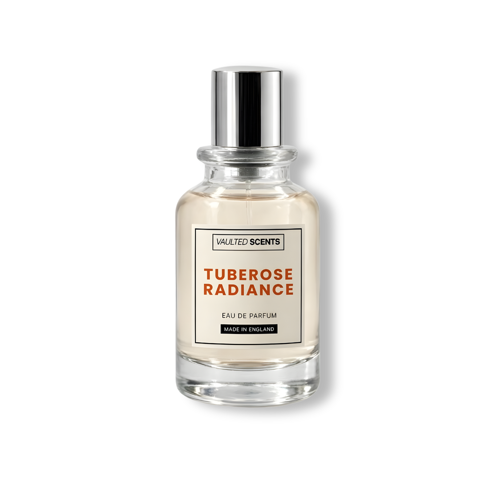 Tuberose Radiance designer inspired perfume dupe of Kilian Love Don't Be Shy — sweet gourmand tuberose and vanilla EDP crafted in England by Vaulted Scents