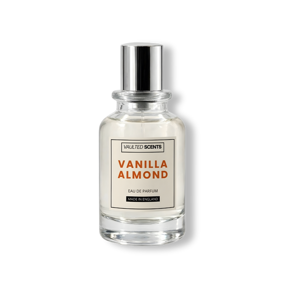 Vanilla Almond designer inspired perfume dupe of Carolina Herrera Good Girl — 
bold amber floral almond and vanilla EDP crafted in England by Vaulted Scents